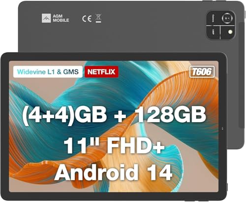 AGM PAD T1 Tablet | 11" FHD Touch Display | Unisoc T606 | 4GB RAM | 128GB ROM | 4G LTE | Android 14 | grau, inkl Schutzhülle von AGM