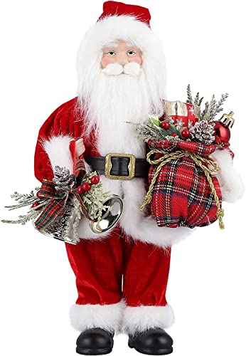 AGM Santa Claus Figur, stehende Weihnachtsmann mit Geschenk- und Weihnachtsglocken, Klassische Weihnachtsbaumdekoration, Zuhause, Restrant - 30 cm von AGM