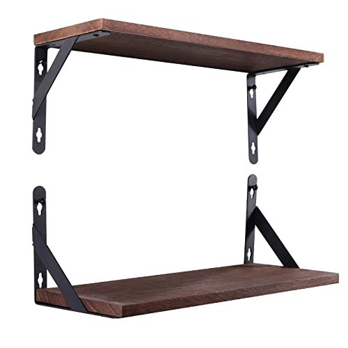 AGM Wandregal 2er Set, Schweberegale 42.5cm x 15cm Hängeregal rustikales Holz Regal Wand Dekor, Funktionales Regal für Küche Büro Badezimmer Schlafzimmer Wohnzimmer Waschküche von AGM