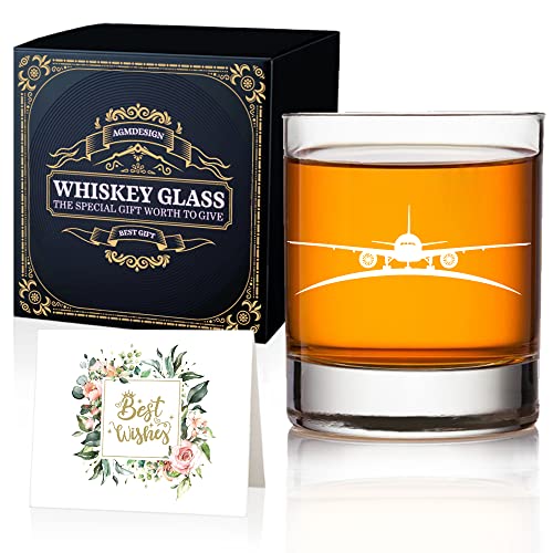 AGMdesign, Doppelseitige Whiskey-Gläser, Luftfahrt-Whiskey-Glas, für Piloten, Flugzeug, Piloten, Ehemann, Bruder, Vater, Opa von AGMDESIGN