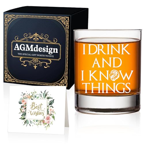 AGMdesign, Lustige Whiskey-Gläser mit Aufschrift "I Drink And I Know Things", Game of Thrones-Geschenk, Geschenk für Vater, Herren, Freunde, ihn AGMdesign, Lustige Whiskey-Gläser mit Aufschrift "I Drink And I Know Things", Game of Thrones-Geschenk, Geschenk für Vater, Herren, Freunde, ihn von AGMDESIGN