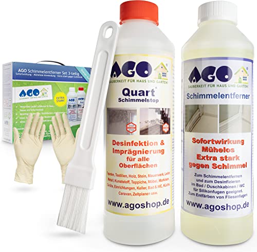 AGO® Schimmelentferner & Schimmelstop Set I Anti Schimmel Imprägnierung & Schimmel Blocker je 500ml von AGO SAUBERKEIT FÜR HAUS UND GARTEN!