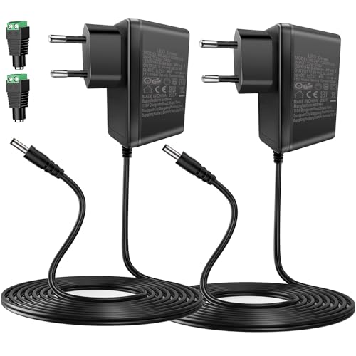 12V 2A Netzteil, AGOTD 24W Transformator AC 220-240V zu DC 12Volt Trafo, EU Stecker für LED Streifen CCTV Kamera Radio Gehäuse Lüfter Router, 2er Pack von AGOTD