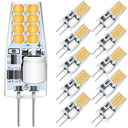 AGOTD G4 LED Lampen, 3W Birnen 12V, Warmweiß 3000K, Ersatz 30W Halogenlampen, 250 LM Leuchmittel, LED Stiftsockellampe nicht dimmbar, kein Flackern, 10er Pack von AGOTD