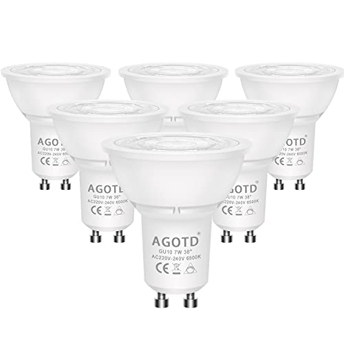 AGOTD GU10 Dimmbar LED Lampen, 6500K Kaltweiß, 7W 230V Gu 10 Kaltweiss LED Leuchtmittel, Ersetzt 50W Halogenlampen MR16, 38 Grad, 6er Pack AGOTD GU10 Dimmbar LED Lampen, 6500K Kaltweiß, 7W 230V Gu 10 Kaltweiss LED Leuchtmittel, Ersetzt 50W Halogenlampen MR16, 38 Grad, 6er Pack von AGOTD