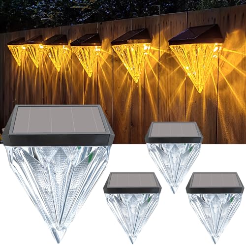 AGOTD Solarlampen für Außen, Wasserdichte Solar Lampe für die Garten dekoration, Solar Gartenleuchten für Terrasse Zaun Garten Stufen Wege, 4 Stück Amber Licht von AGOTD