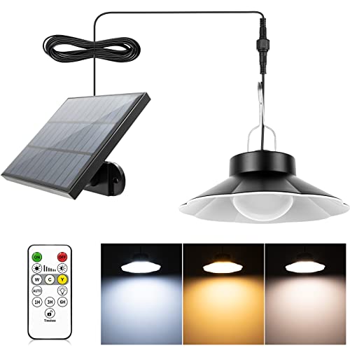 Solar Hängelampe, Solarlampen für Außen Hängend mit Fernbedienung, 920LM 3 Farbtemperatur Solar Lampe Outdoor IP65 Wasserdichte Solar Hängelampen für Garten Terrasse Balkon Pavillon von AGOTD