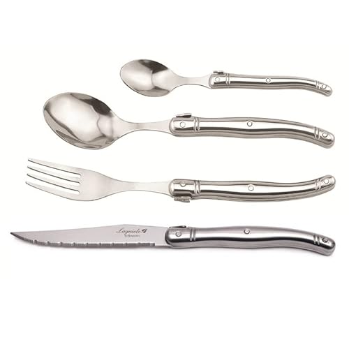 AGOUNOD Besteck-Set, Laguiole Silber Geschirr Edelstahl Besteck Küchenbesteck Steakmesser Abendessen Löffel Tischgabel Teelöffel (Color : 8pcs 2 Set) von AGOUNOD