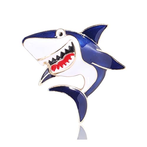 AGOUNOD Emaille Hai Fisch Broschen Frauen Metall Blue Shark Seefisch Tierliebhaber Party Brosche Pins Geschenke (Color : Blue, Size : 2.28 inch) von AGOUNOD