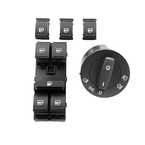 AGPTPYGZFW 1K0941431Q 1K4959857B Fit for VW Jetta MK5 Golf 5 6 Tiguan Passat B6 CC Caddy Touran Scheinwerfer Control Schalter Taste(5PCS) von AGPTPYGZFW