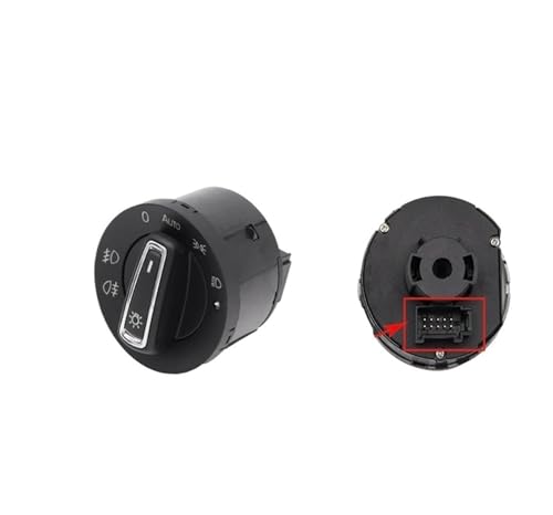 AGPTPYGZFW Auto Scheinwerferschalter Passend for VW Passat B5 B7 Golf 4 Bora Beetle Jetta Scheinwerfer Zubehör Auto Scheinwerferschalter Nebelscheinwerfersteuerung(Type A 10Pin) von AGPTPYGZFW