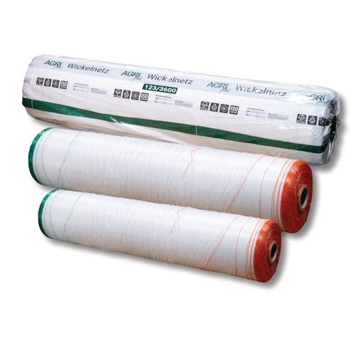 AGRIplus Wickelnetz für Rundballen | 1,23 x 2000 m | UV-beständig und reißfest | Brennholznetz | Rundballennetz | Heunetz | Pressennetz von AGRI plus
