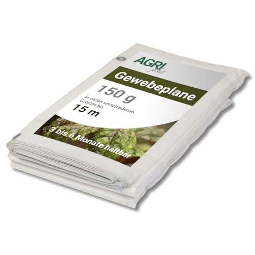 AGRI plus Gewebeplane mit Ösen I 10 x 15 m I Verschiedene Größen I 150 g/m² Folienstärke I Stabile & Reißfeste Abdeckplane I Allzweckplane für den Außenbereich I Plane wasserdicht & UV-stabil von AGRI plus