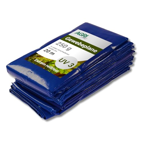 AGRI plus Gewebeplane mit Ösen I 12 x 15 m I Verschiedene Größen I 250 g/m² Folienstärke I Stabile & Reißfeste Abdeckplane I Allzweckplane für den Außenbereich I Plane wasserdicht & UV-stabil von AGRI plus