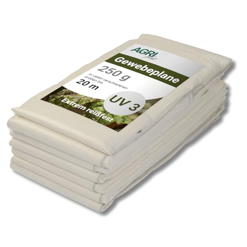 AGRI plus Gewebeplane mit Ösen I 15 x 20 m I Verschiedene Größen I 250 g/m² Folienstärke I Stabile & Reißfeste Abdeckplane I Allzweckplane für den Außenbereich I Plane wasserdicht & UV-stabil von AGRI plus
