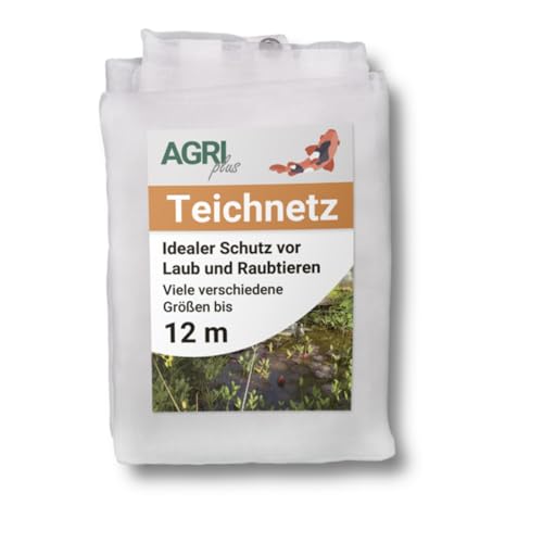 AGRI plus Teichnetz mit Ösen I 10 x 12 m I Verschiedene Maße I Engmaschiges Netz 0,8 x 0,8 mm I Teichschutz gegen Reiher I Schutznetz mit Randverstärkung I Abdecknetz UV-stabil & wasserdurchlässig von AGRI plus