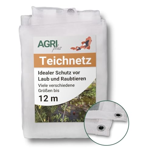 AGRI plus Teichnetz mit Ösen I 3 x 4 m I Verschiedene Maße I Engmaschiges Netz 0,8 x 0,8 mm I Teichschutz gegen Reiher I Schutznetz mit Randverstärkung I Abdecknetz UV-stabil & wasserdurchlässig von AGRI plus