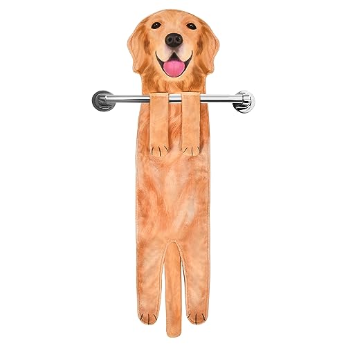 Lustige Hunde Handtücher - Kawaii Deko für Küche Badezimmer - Personalisiertes Gadgets Einweihungs Muttertagsgeschenk Ostern Geschenk für Frauen Männer Mama Papa Hundebesitzer Paare - Golden Retriever von AGRIMONY