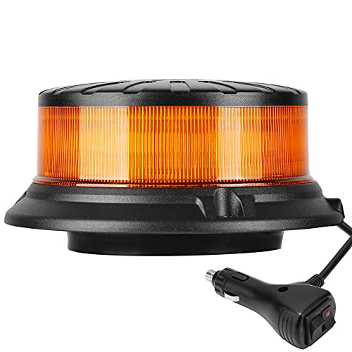 AGRISHOP 12V/24V LED Rundumleuchte Blitzleuchte Mit Magnetfuß, 36 LED 9-Modus Amber Blinkleuchte Orange Gelb, Bernsteine Warnleuchte, Auto Warnlicht ECER10R65 Für Gabelstapler Traktor von AGRISHOP