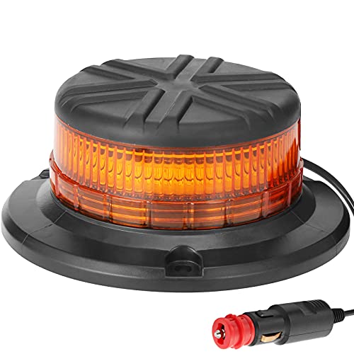 AGRISHOP 12V/24V LED Rundumleuchte Blitzleuchte Mit Magnetfuß,LED Rundumleuchte Gelb Warnleucht，45LEDs 20W Bernsteine Warnleuchte Auto Alarm Licht Mit Magnetfuß Zigarettenanzunderstecker ECE R10 R65 von AGRISHOP