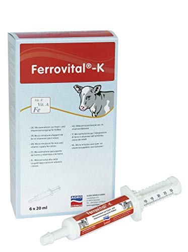 Agrochemica Ferrovital-K Paste | 6 x 20 ml | Ergänzungsfuttermittel für Kälber | Eisenpaste zur Stabilierung des Immunsystems | Eisen-, Selen- & Vitaminversorgung zur Infektabwehr von Agrochemica