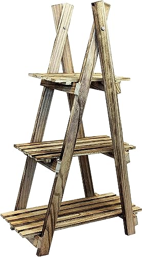 Holz Blumenetagere 3 Ablagen 50x28xH84cm Natur, Pflanzenregal Pflanztreppe Blumentreppe Blumenregal von AGROFER