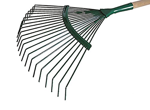 Laubrechen 22 Zinken Metal Laubharke Rechen Rasenrechen Harke 44 cm mit Stiel von AGROHIT