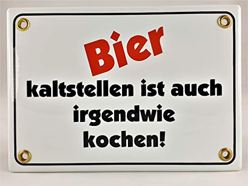 AGS Emaille Schild Handarbeit Nr.40 - Bier kaltstellen ist auch irgendwie wie Kochen von AGS