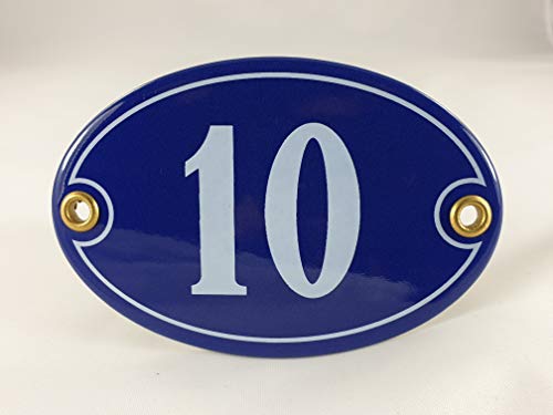 Emaille Hausnummer Schild Nr. 10, oval, Blau-Weiß mit Schrauben und Dübel "Handarbeit" Emaille Hausnummer Schild Nr. 10, oval, Blau-Weiß mit Schrauben und Dübel "Handarbeit" von AGS