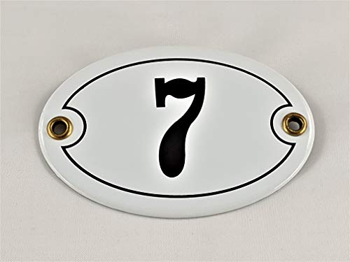 Emaille Hausnummer Schild Nr. 7, oval, Weiß-Schwarz "Handarbeit" Emaille Hausnummer Schild Nr. 7, oval, Weiß-Schwarz "Handarbeit" von AGS