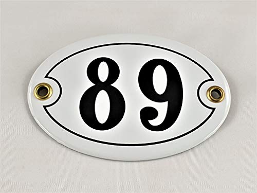 Emaille Hausnummer Schild Nr. 89, oval, Weiß-Schwarz "Handarbeit" Emaille Hausnummer Schild Nr. 89, oval, Weiß-Schwarz "Handarbeit" von AGS