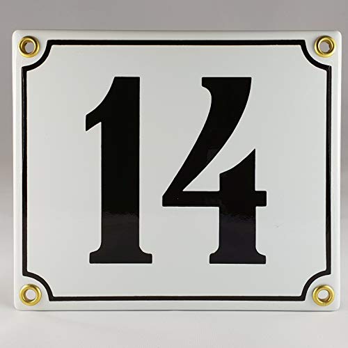 Emaille Schild Hausnummer 14 Schwarz-Weiß "Handarbeit" Emaille Schild Hausnummer 14 Schwarz-Weiß "Handarbeit" von AGS