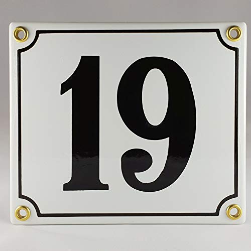 Emaille Schild Hausnummer 19 Schwarz-Weiß "Handarbeit" Emaille Schild Hausnummer 19 Schwarz-Weiß "Handarbeit" von AGS