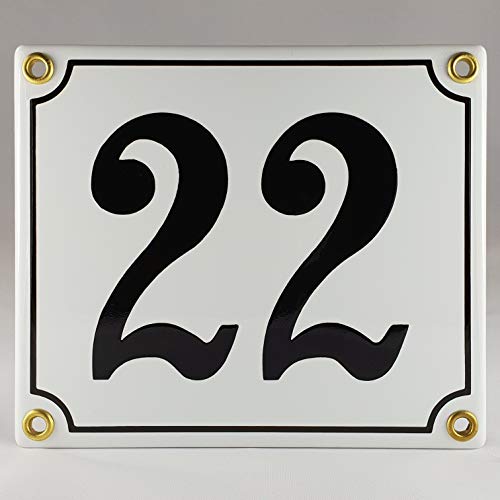 Emaille Schild Hausnummer 22 Schwarz-Weiß "Handarbeit" Emaille Schild Hausnummer 22 Schwarz-Weiß "Handarbeit" von AGS