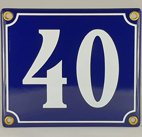 Emaille Schild Hausnummer 40 Blau-Weiß "Handarbeit" Emaille Schild Hausnummer 40 Blau-Weiß "Handarbeit" von AGS