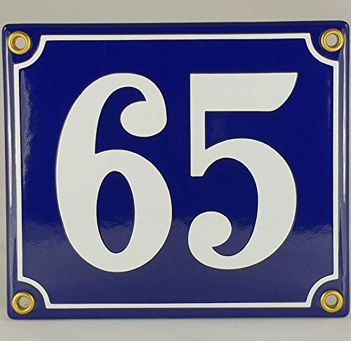 Emaille Schild Hausnummer 65 Blau-Weiß "Handarbeit" Emaille Schild Hausnummer 65 Blau-Weiß "Handarbeit" von AGS