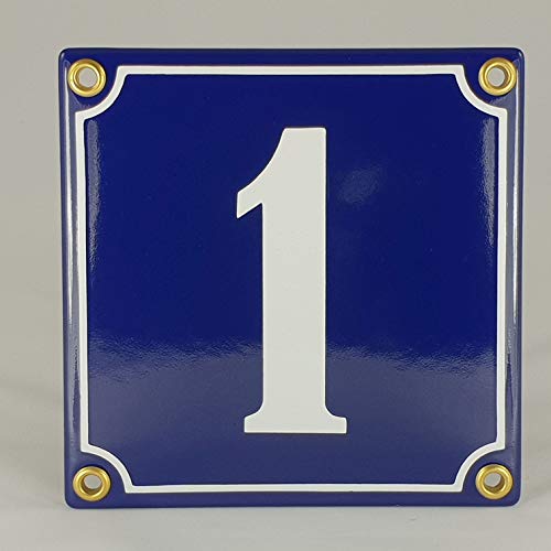 Hausnummer Emaille Schild Nr. 1 Blau-Weiß "Handarbeit" mit Schrauben und Dübel zur Montage Hausnummer Emaille Schild Nr. 1 Blau-Weiß "Handarbeit" mit Schrauben und Dübel zur Montage von AGS