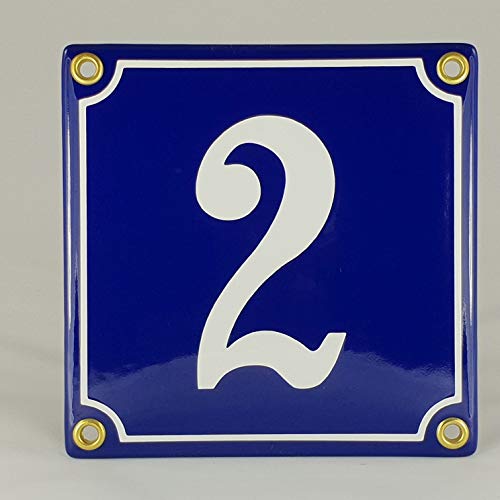 Hausnummer Emaille Schild Nr. 2 Blau-Weiß "Handarbeit" mit Schrauben und Dübel zur Montage Hausnummer Emaille Schild Nr. 2 Blau-Weiß "Handarbeit" mit Schrauben und Dübel zur Montage von AGS