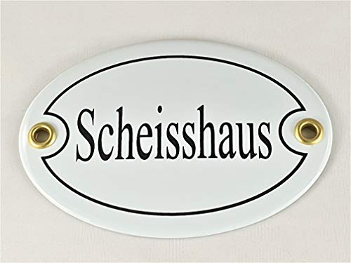 Ovales Türschild Emaille " Scheisshaus ", 10,5x7,0cm von AGS