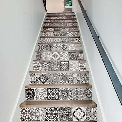 Treppenaufkleber,13 Stück 3D-Treppen-Aufklebe,Treppensteigeraufkleber, DIY Treppen-Aufklebe,wasserdicht, selbstklebend,Haus-Dekoration (100 x 18 cm) von AGSYFFD