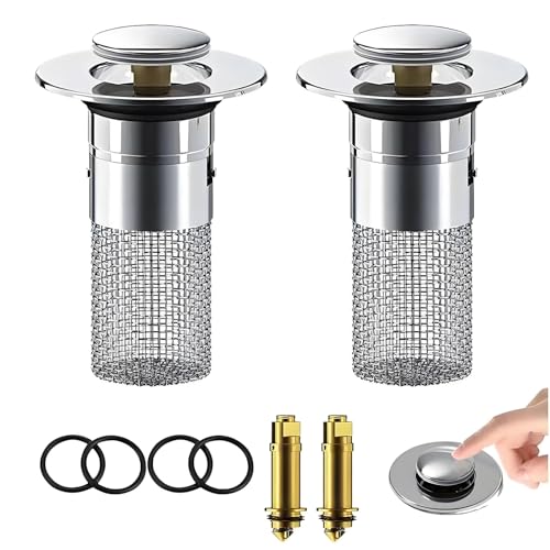 AGSYFFD 2 Stück Waschbeckenstöpsel für 32-40 mm Abflussloch，Messing Bounce Core Push-Type Drain Plug，Abflusssieb Ablaufgarnitur Stöpsel Waschbecken, Universal Sink Stopper Ersatz von AGSYFFD