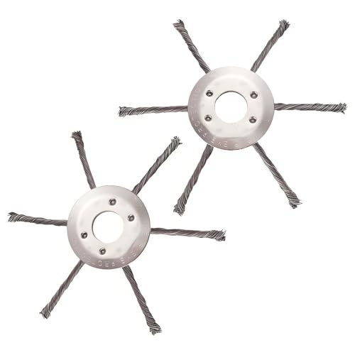 AGSYFFD 2 x robuster Stahldraht-Rasentrimmerkopf – 200 mm Universal-Freischneider-Aufsatz für Benzin-Rasenmäher, langlebiges Knotendraht-Design, Gartenrasentrimmer-Schneidkopf (6 Köpfe) von AGSYFFD