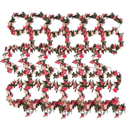 AGSYFFD 6 Stück künstliche Rosenreben Jeder Strauß von 45 Köpfen von Rosen 2,5 m Lange dekorative künstliche Blumen Reben realistisches Design Kranz Pflanzen von AGSYFFD