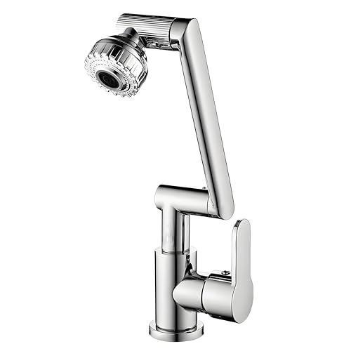 AGSYFFD Küchenspüle Wasserhahn Chrom Küchenarmatur Mechanischer Arm Universal Schwenkbar Küchenarmatur 2 Auslaufmodi Heiß- und Kaltwasser Haushaltsküchenspüle, Badezimmer Waschtischarmatur von AGSYFFD