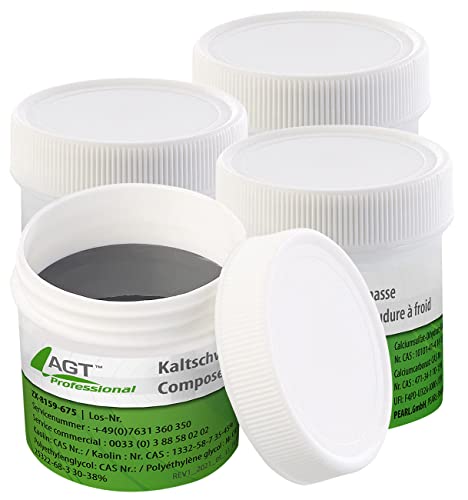 AGT Professional Kaltschweißpaste: 4er-Set Metall-Kaltschweißmasse, hitzebeständig bis 1.300 °C, 400 g (Kaltschweiß, Flüssigmetall Auto, Gusseisen) von AGT Professional