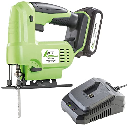 AGT Professional Akku-Werkzeug: Akku-Stichsägen-Set AW-18.st, mit Li-Ion-Akku & Ladegerät (Accu Stichsäge, Kabellose Stichsäge, Stichsägeblätter) von AGT Professional