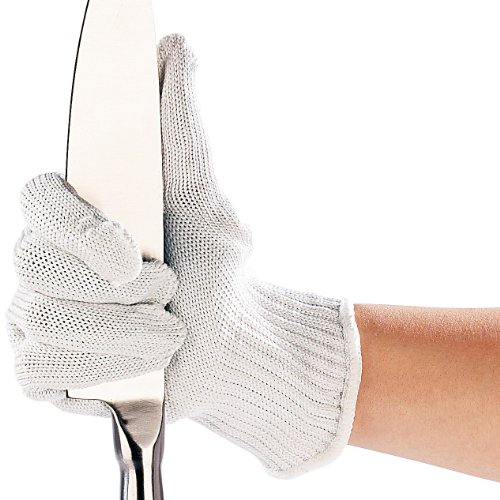 AGT Schnittschutzhandschuhe: 1 Paar Nylon-Stahl-Handschuhe mit Schnittschutz (Schnittfeste Handschuhe Küche, Sicherheitshandschuh, Schutzhandschuhe schnittfest) von AGT
