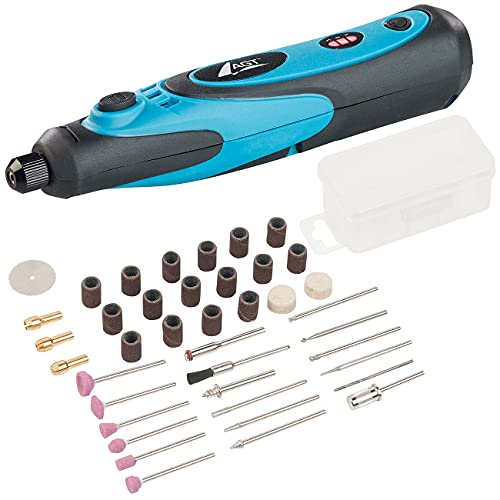 AGT Mini Schleifer Akku: Akku-Multifunktionswerkzeug, Li-Ion, USB, variable Drehzahl, 40 Teile (Graviergerät, Stabschrauber, Schleifscheiben) von AGT
