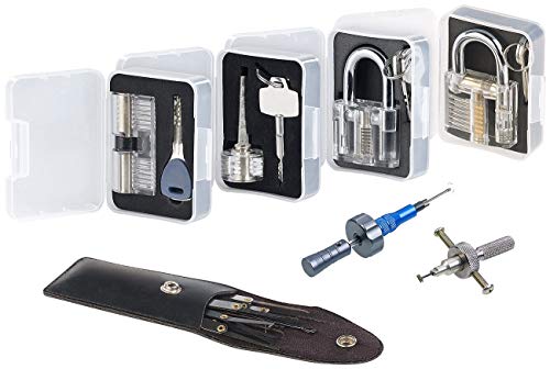 AGT Dietrich Türöffner: Profi-Lockpicking-Set mit 19 Werkzeugen und 4 Übungsschlössern (Dietrich Werkzeug, Türöffner, Experimentierkasten) von AGT