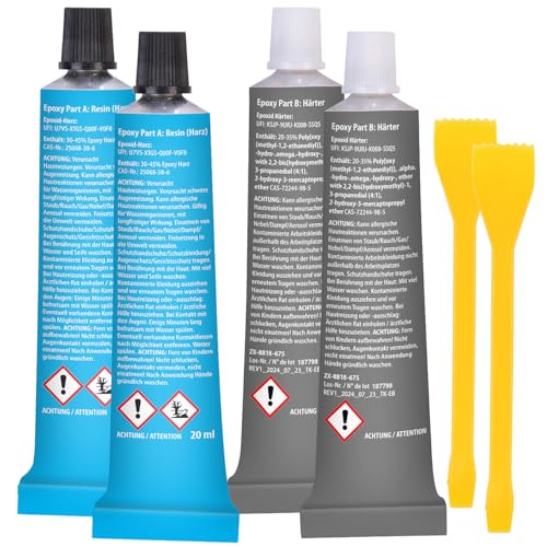 AGT 2 Komponentenkleber: 2er-Set 2-Komponenten-Epoxid-Kleber, stahlverstärkt, transparent (Epoxy 2K Kleber, 2 Komponenten Epoxidharz, Sekundenkleber) von AGT